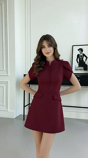 kožna jakna s: Haljina sa dugmadima napred A kroj,struk naglašen,mini dužina — 2