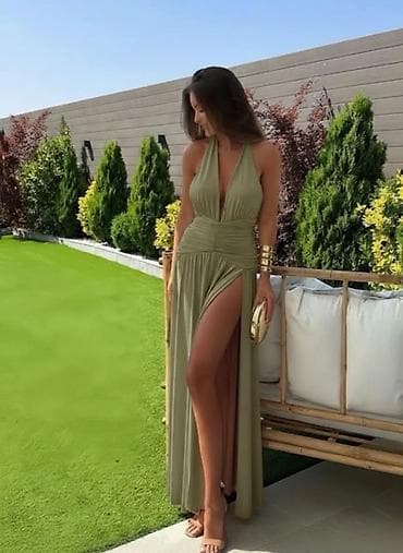 Muška obuća: Elegantna duga haljina – više boja - Model: maxi haljina sa dubokim V — 4