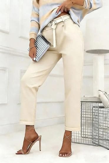 perike za kosu: Ženske chino pantalone sa kaišem - Kroj: ravne nogavice sa mogućnošću — 6