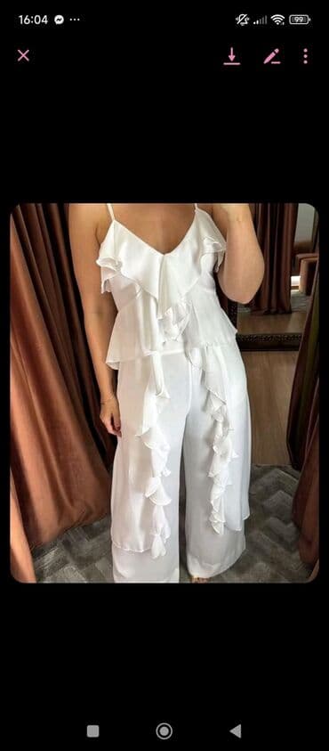 Overalls: Zara, S, color - White — 2
