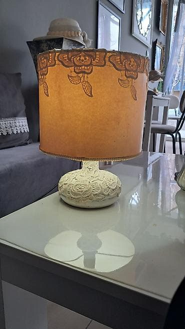 decor dom posteljine: Retro vintaž stona lampa. sa čipkom — 1
