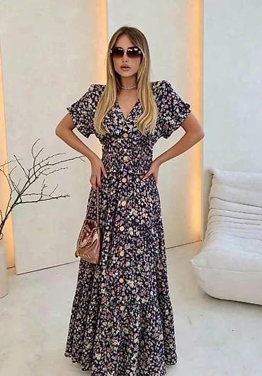 блонди хаљине: Ženska maksi haljina s floralnim printom - Kroj: maksi dužina sa — 2