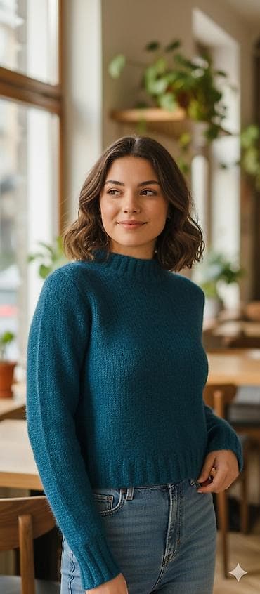 massimo dutti dzemperi: Džemper za žene, pleteni, u boji petrol/teal. - Kroj: klasičan, blago — 1