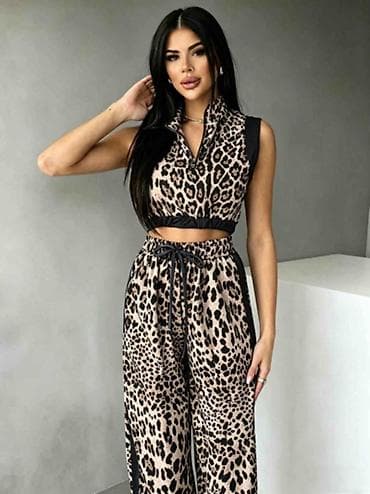 dsquared2 prsluk: Komplet sa animal printom od satena. - Gornji deo: crop prsluk bez — 9
