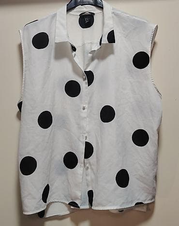 Bezrukavna ženska košulja sa tufnama - Boja: bela osnova sa velikim