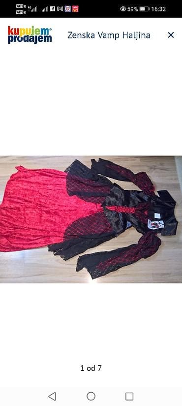 Ženska “Vamp” haljina – kostim - Duga haljina u crveno‑crnoj