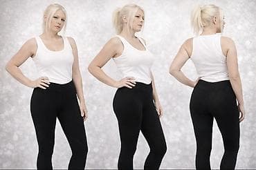 Sweatpants: Ženske crne helanke visokog struka - Kroj: visok struk sa V-pojasom — 3