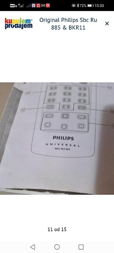 mali frižider polovni: Univerzalni daljinski upravljač Philips SBC RU885 + BKR11 - — 8
