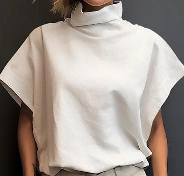 bluza etno: Ženska bluzica sa visokim kragnom – bela, komforna. Velicina je 3XL — 1