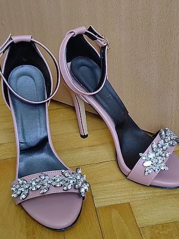 patike na lepljenje: Elegantne ženske sandale sa visokom štiklom - Boja: puder roze - — 3