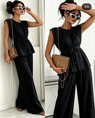 xl majice: Dvodelni plisirani komplet za dame - Moderan set: bezrukavna bluzica — 3