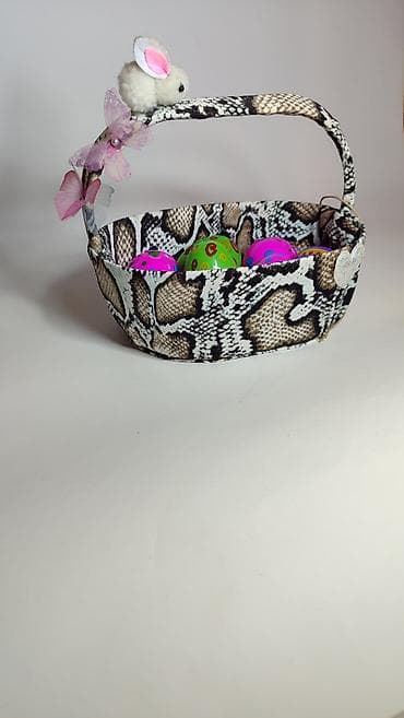 Rasveta: Uskršnja korpica sa ručkom – dezen imitacije zmijske kože, ručni rad — 4