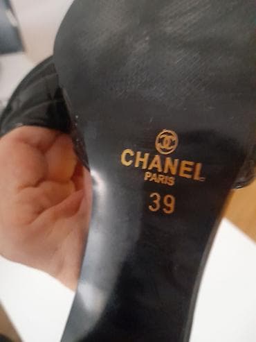 Slippers: Crne klompe/sandale sa blok potpeticom, Chanel Paris, veličina 39. - — 4