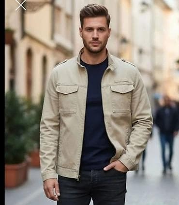 Men's Footwear: Muška lagana jakna – bež - Klasik, ravan kroj sa dubljim ramenima i — 1