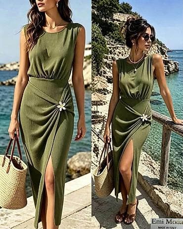 Elegantna midi letnja haljina Emi Moda – Made in Italy - Kroj: bez