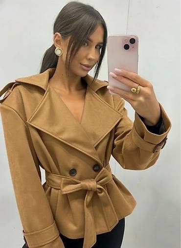 pojas za smoking: 💫Ženska kratka jakna/kaput sa pojasom i širokim reverima
✅3200 din — 5