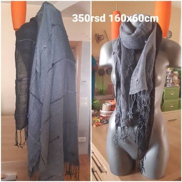 Skafanderi: Sivi šal/ešarpa sa resama - Dimenzije: 160 x 60 cm (naznačeno na — 1