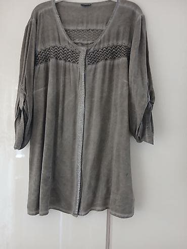 Set od 3 ženske bluze - Bluza 1: siva, nežna tkanina sa baršunastim