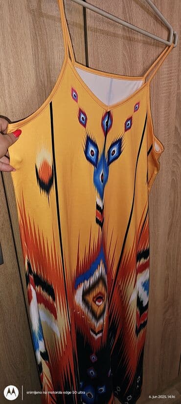 haljine sečene ispod grudi: A-Dress 4XL (EU 48), bоја - Šareno, Na bretele — 4