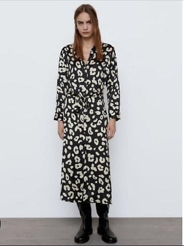 torbe animal print: Haljina ZARA sa animal printom, midi dužine - Kroj: ravna midi — 2