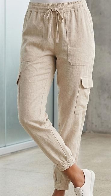 esmara patike: Ženske lanene cargo jogger pantalone – bež - Materijal: lagani laneni — 1