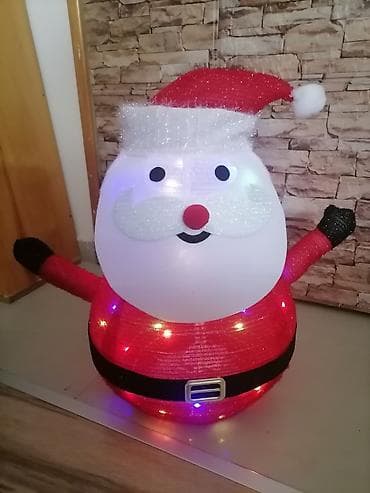 stocici za decu: LED novogodišnja dekoracija – Deda Mraz figura - Svetleća 3D figura — 5