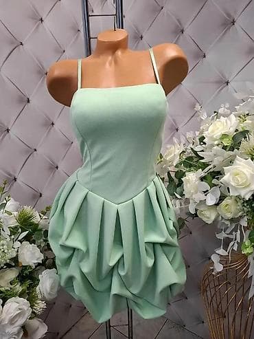 ugg sandale cena: Koktel mini haljina sa naramenicama – drapirani balon kroj - Silueta — 4