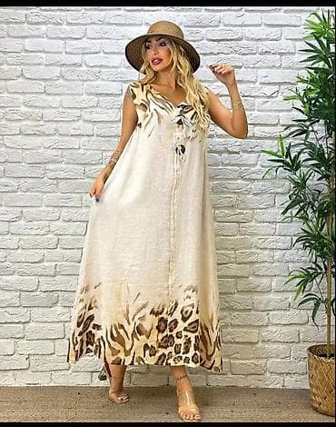 maxi haljina: Letnja maxi haljina bez rukava sa animal print detaljima - Kroj — 5