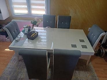 stolice za odmor: Trpezarijski set – sto sa 6 stolica - Moderan pravougaoni sto u — 3