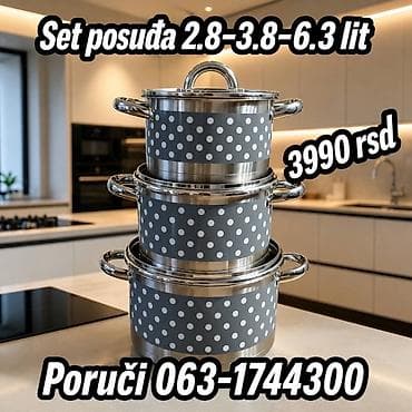 starbucks solje cena: Set šerpi sa poklopcima – 3 komada - Zapremina: 2.8 L, 3.8 L i 6.3 L — 1