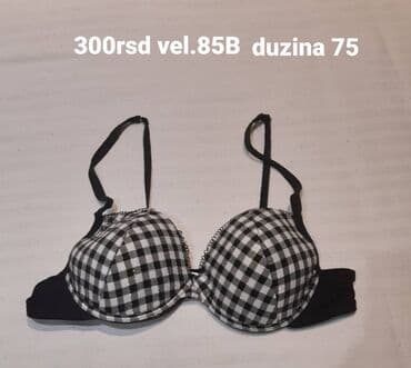 helanke sa mrezicom: Grudnjak sa žicom, crno‑beli karirani dezen. - Veličina: 85B (EUR 85B — 1
