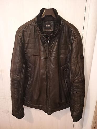 HUGO BOSS muška kožna jakna - Model: kratka biker/aviator silueta sa