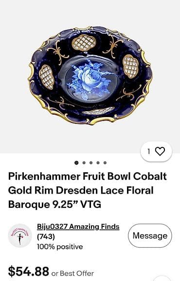 vinil ploce cena: Cinija kobalt cipkasti porcelan Pirkenhammer iz 90ih.godina. Ceska — 3