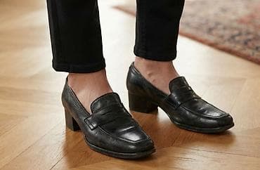 Muške kožne loafer cipele sa blok potpeticom - Model: klasične loafer