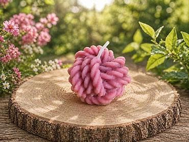 vicko svecnjaci: Dekorativna sveća – ručno livena, pleteni čvor - Materijal: prirodni — 1