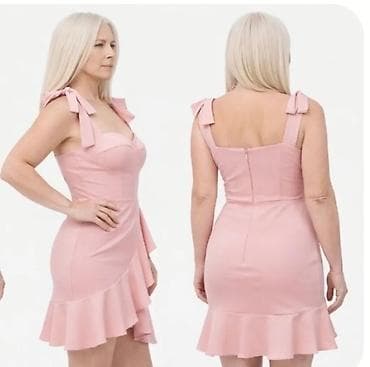 obuca bata sandale: Romantična mini haljina u puder‑roze boji - Kroj: pripijena silueta — 3