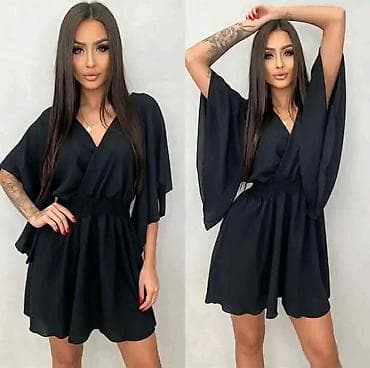 leprsave letnje haljine: Haljina s preklopljenim dekolteom i širokim „kimono” rukavima. Mini — 3