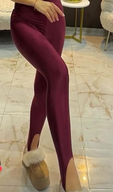 parfemi zenski: Ženske helanke sa stopom u boji bordo vina, visokog struka, od glatkog — 1