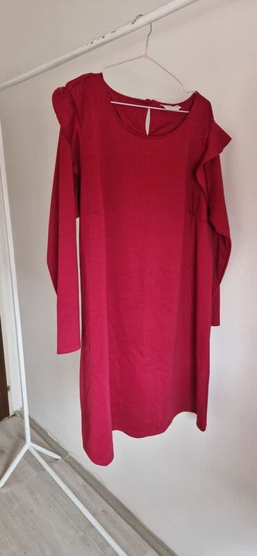 haljine sečene ispod grudi: A-Dress 3XL (EU 46), bоја - Bordo, Dugih rukava — 1