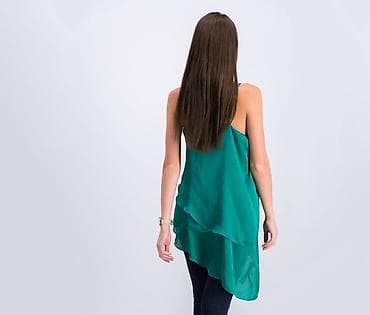 radne uniforme: Asimetrična ženska tunika/majica na bretele u smaragdno zelenoj boji — 2