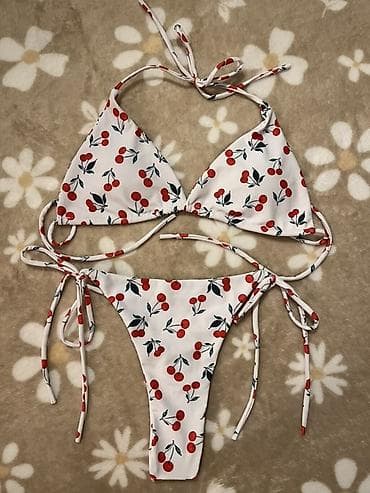 zenska torba mona: Dvodijelni bikini sa dezenom trešanja - Model: trokutasti grudnjak i — 1