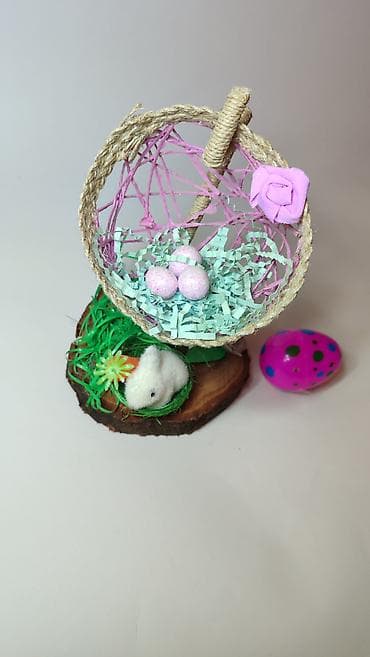 Ogledala: Uskršnja dekoracija – ručno rađeni aranžman na drvenoj podlozi - — 4