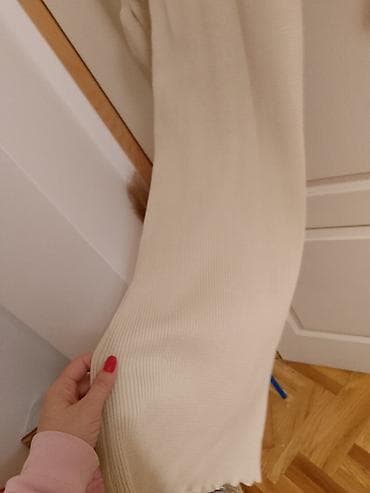 Ženska obuća: Rebrasta pletena haljina, bež/boja peska. - Kroj: uska, midi dužina — 4