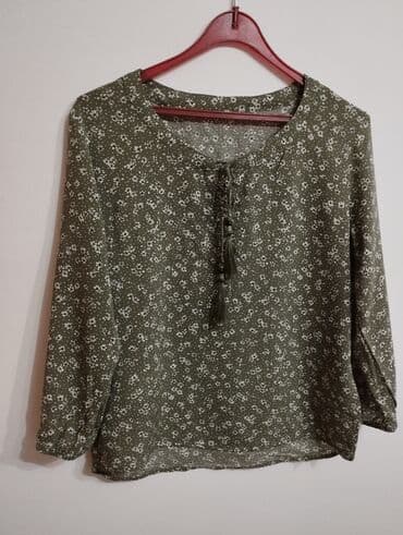 dugacke kosulje: M (EU 38), Viscose, Floral, color - Green — 2