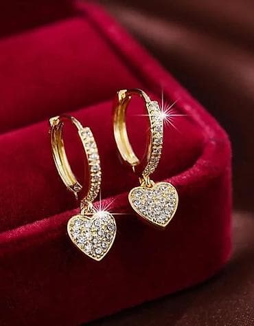 van cleef nakit cijena: Zlatne minđuše alke sa priveskom srce - Dizajn: tanke alke sa visećim — 9
