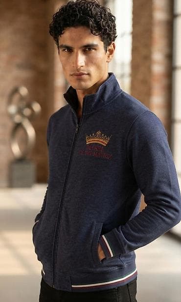 lc waikiki duksevi: Muška dukserica na rajsferšlus (full-zip), tamnoplave melirane boje — 1