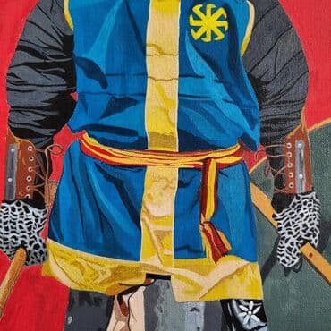 andrija i andjelka sve epizode: Slovenski vitez Radjeno na platnu 40×50cm Kombinacija akrila i — 3