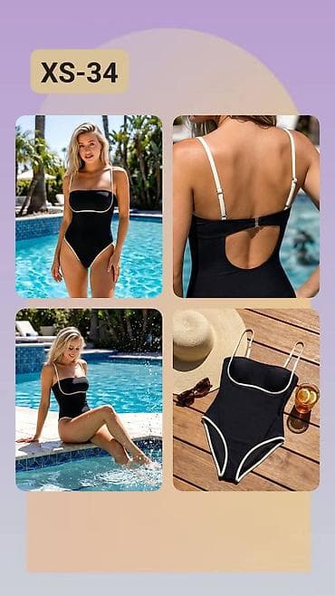 suknja za plazu: Jednodelni kupaći kostim XS-34 - Model: jednodelni, elegantna crna — 1