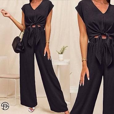 koncane pantalone: Ženski komplet – top i pantalone širokih nogavica S M L XL 2XL 3XL — 4