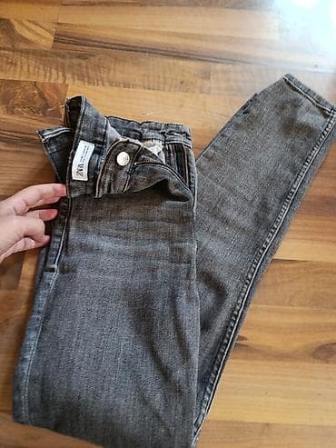 tanke pantalone: ZARA ženske farmerke – siva/uglasta isprana nijansa - Model: uske — 4